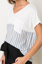 Load image into Gallery viewer, Striped Knit & Woven Mix Top