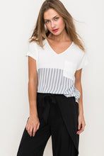 Load image into Gallery viewer, Striped Knit & Woven Mix Top
