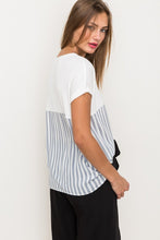 Load image into Gallery viewer, Striped Knit &amp; Woven Mix Top