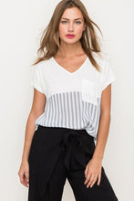 Load image into Gallery viewer, Striped Knit & Woven Mix Top