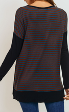 Load image into Gallery viewer, V-Neck LS Stripe Long Top