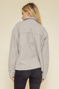 Zipper Front Shacket With Pockets