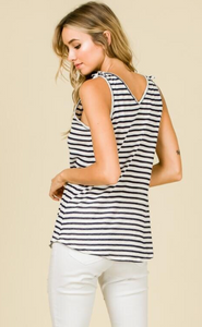 Striped Tank with Shoulder Tie Detail