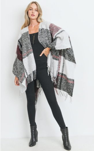 Plaid online poncho sweater