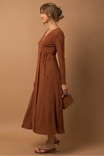Load image into Gallery viewer, Knit Waist Tie Wrap Midi Dress
