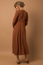 Load image into Gallery viewer, Knit Waist Tie Wrap Midi Dress