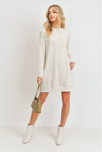 Load image into Gallery viewer, Cable Knit Long Sleeve Shift Dress (2 Colours)