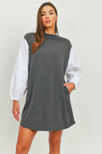 Load image into Gallery viewer, Balloon Sleeves French Terry Pocket Knit Dress (2 Colours)