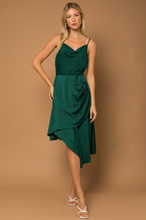 Load image into Gallery viewer, Satin Cowl Neck Asymmetrical Dress