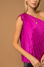Load image into Gallery viewer, Sun Burst Pleated One Shoulder Blouse