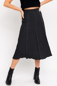 Pleated Midi Skirt With Elastic Waistband (2 Colours)