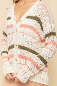 Button Up Striped Cardigan