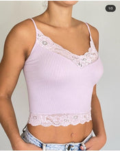 Load image into Gallery viewer, Ribbed Lace V-Neck Cami (New!)