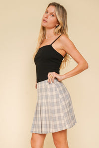 Check Pleated Skirt