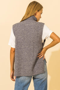 Turtle Neck High-Low Sweater Vest (3 Colours)