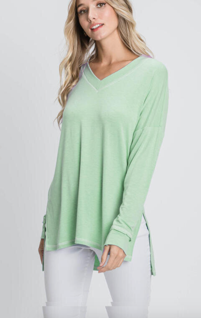 LS V Neck with Beautiful Stitch Detail