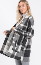 Load image into Gallery viewer, Open Front Knit Plaid Cardigan