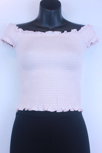 Rayon Jersey Smocked Off Shoulder Top