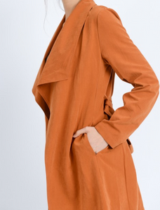 Oversize Collar Belted Trench Coat Jacket