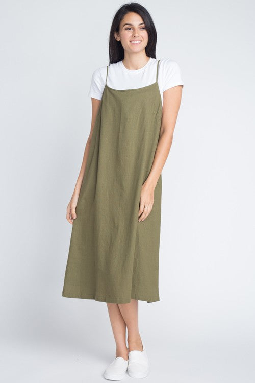 Loose Fit Linen Spaghetti Strap Dress (2 Colours) – FI Designs