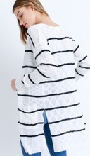 Load image into Gallery viewer, Striped LS Long Line Cardigan