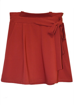 Paperbag Waist Skirt With Tie