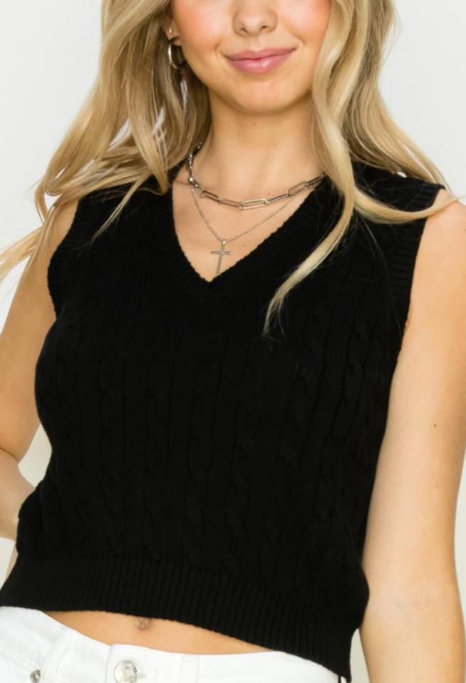 SL Cotton Cropped Sweater Vest