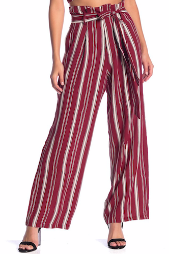 Red Striped Wide Cropped Pant