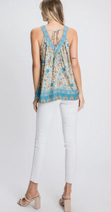 Floral Printed SL Blouse With Back Tie Detail