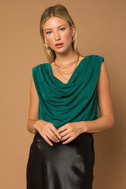 Luxurious Knit Cowl Front Top