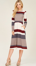 Load image into Gallery viewer, Striped Sweater Dress with Pockets
