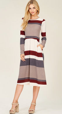 Striped Sweater Dress with Pockets