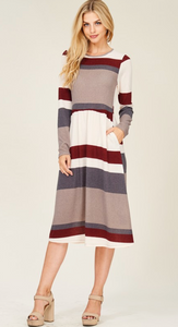 Striped Sweater Dress with Pockets