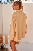 Load image into Gallery viewer, Oversized Knit Lightweight Shacket with Raw Edge Detail - Yellow