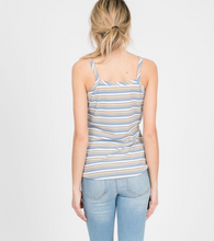 Load image into Gallery viewer, Striped Ribbed Button Down Front Tie Tank Top
