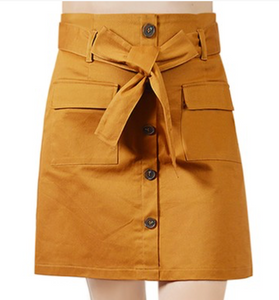 Belted Skirt with Elasticized Waist