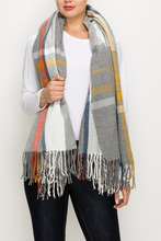 Load image into Gallery viewer, Plaid Fringe Shawl Scarf