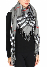 Load image into Gallery viewer, Large Checkered Square Blanket Scarf/Wrap