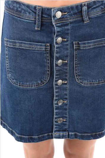 Magnolia Button Up Front Pocket Denim Skirt
