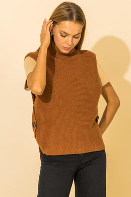 Turtle Neck High-Low Sweater Vest (3 Colours)