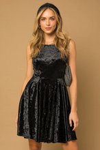 Load image into Gallery viewer, Black Velvet V Back Dress