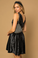 Load image into Gallery viewer, Black Velvet V Back Dress