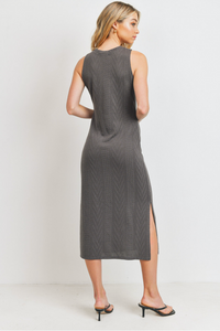 Cable Knit Sleeveless Midi Length Dress