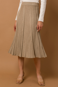 Pleated Midi Skirt With Elastic Waistband (2 Colours)