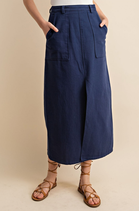 A-Line Front Slit & Pocket Skirt