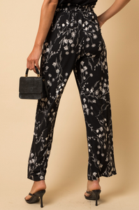 Floral Pants With Ruffle Elastic Waist
