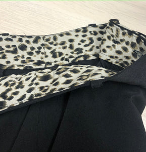 Inner Waist Leopard Print Black Trousers