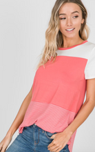 Load image into Gallery viewer, Short Sleeve Color-Block Striped Top