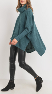 Cowl Turtle Neck High-Low Tunic (3 Colours)