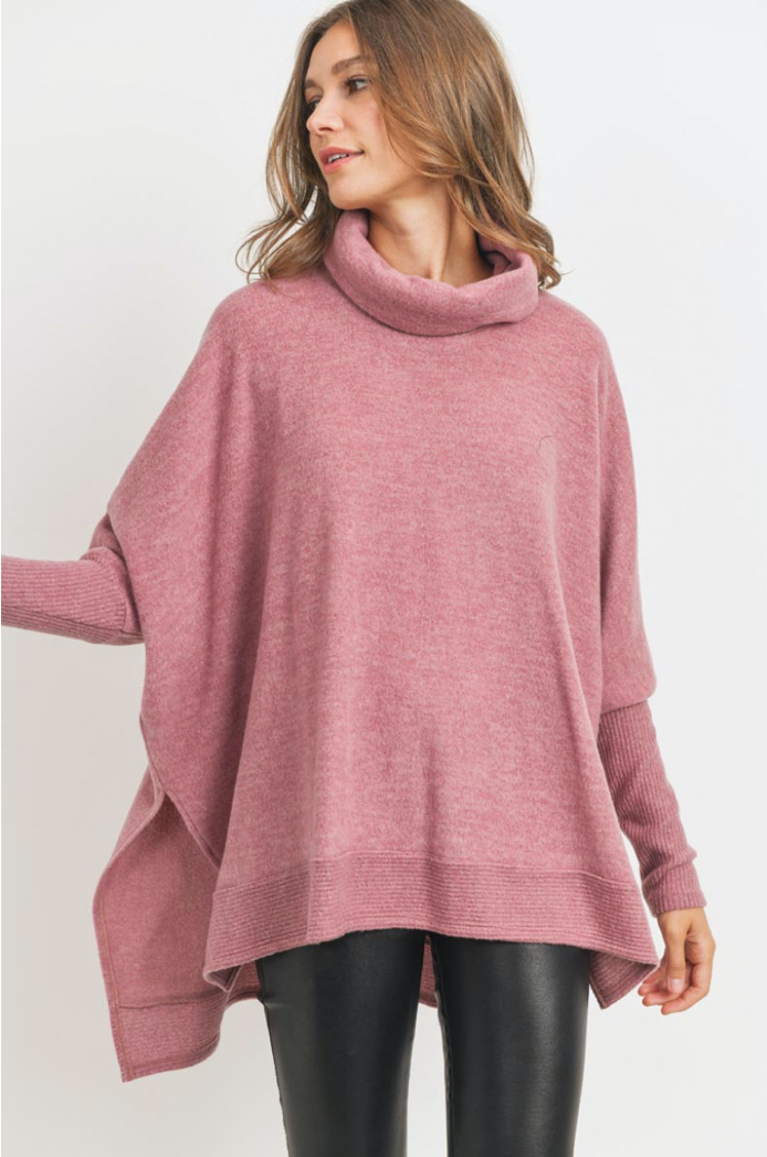 Cowl Turtle Neck High-Low Tunic (3 Colours)